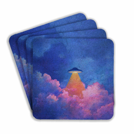 Ufo In Colorful Clouds Coasters