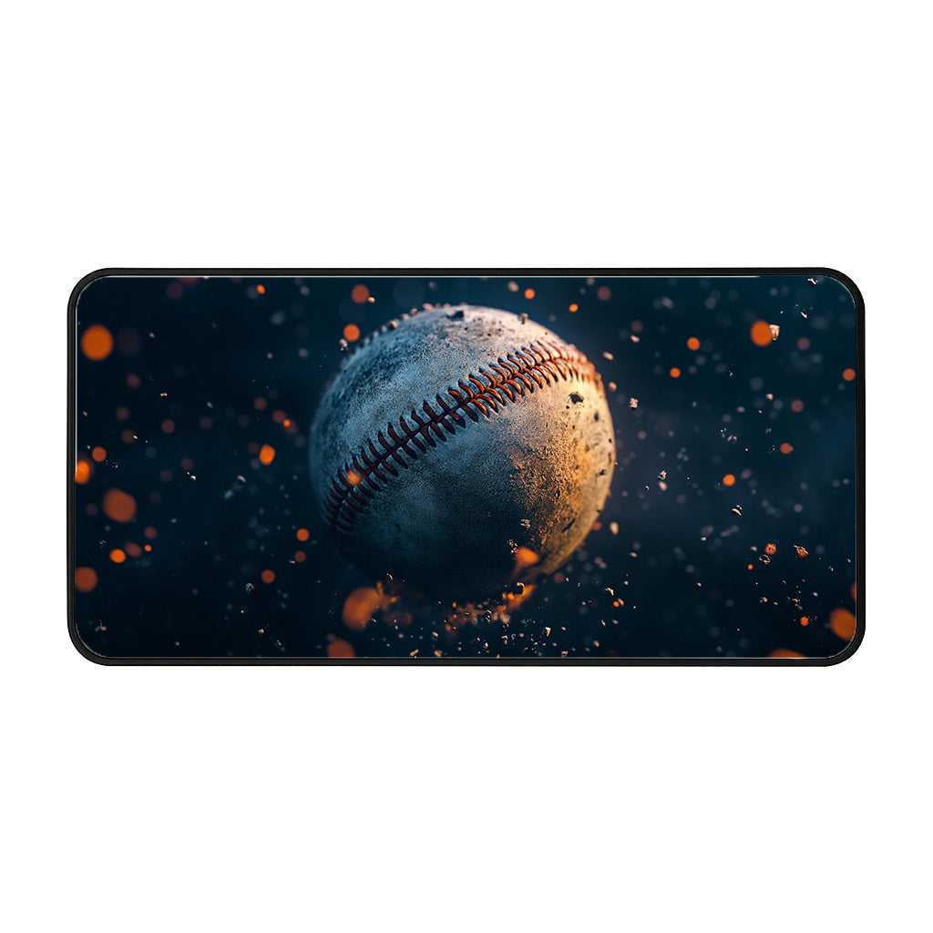 Weathered Baseball In Motion Desk Mat
