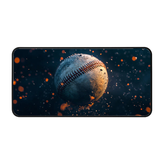 Weathered Baseball In Motion Desk Mat