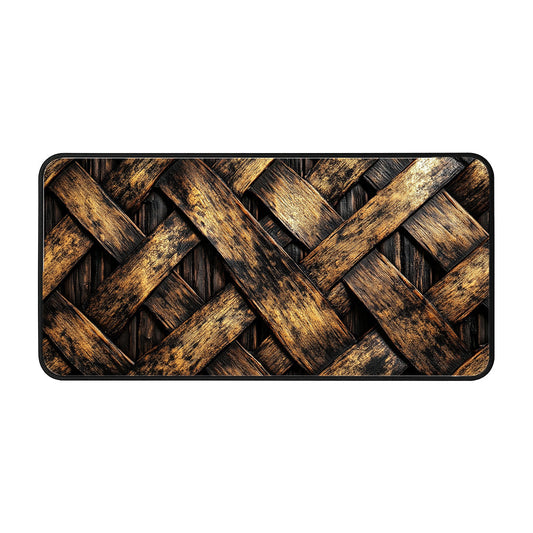Woven Wooden Pattern Desk Mat