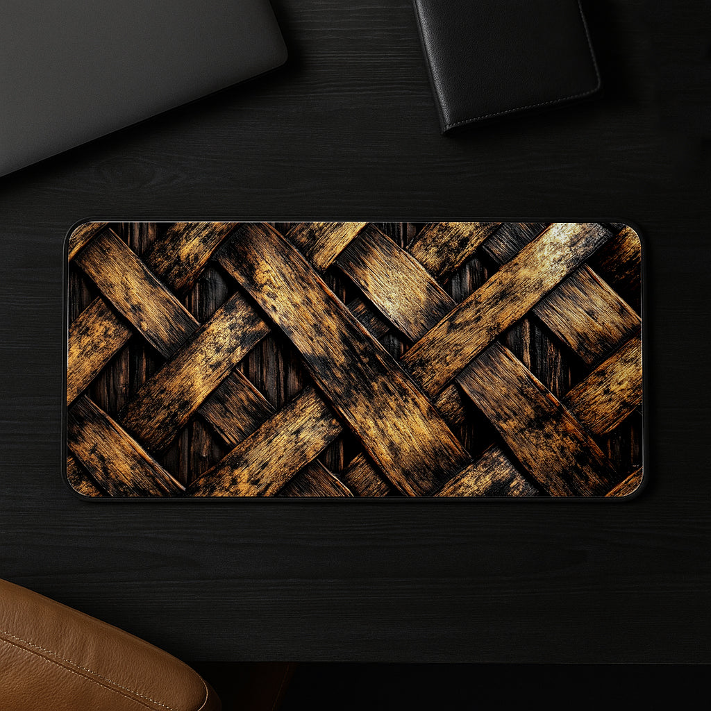 Woven Wooden Pattern Desk Mat