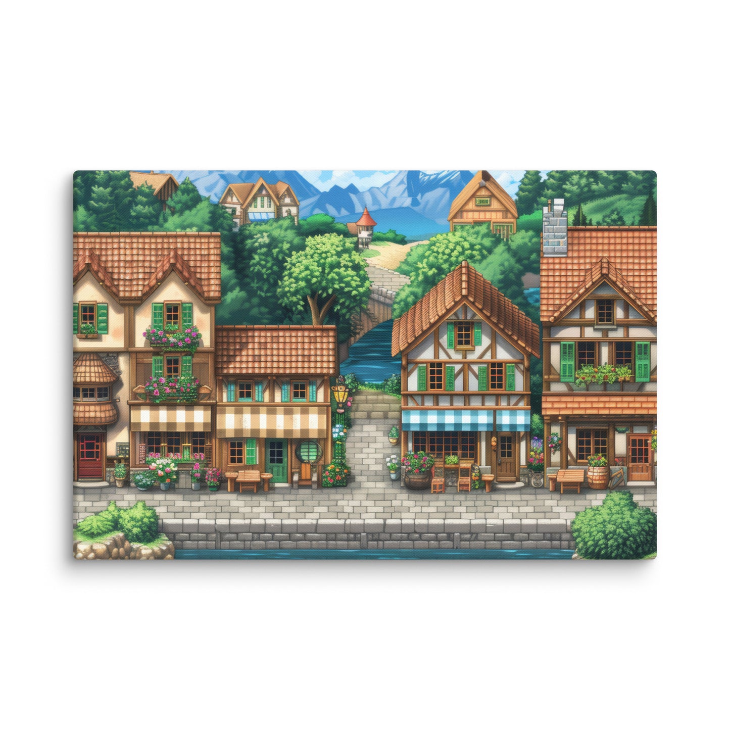 8 Bit Seaside Town Wall Art