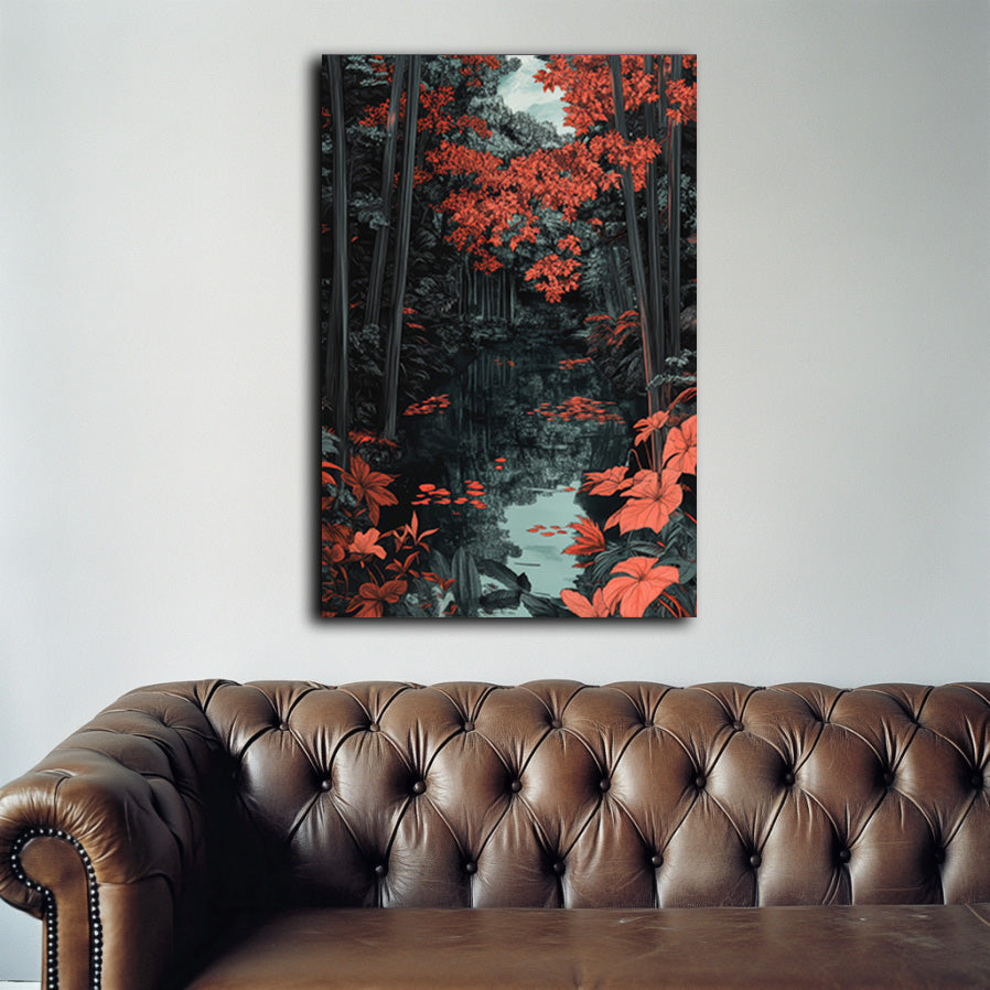 Red Bamboo Wall Art