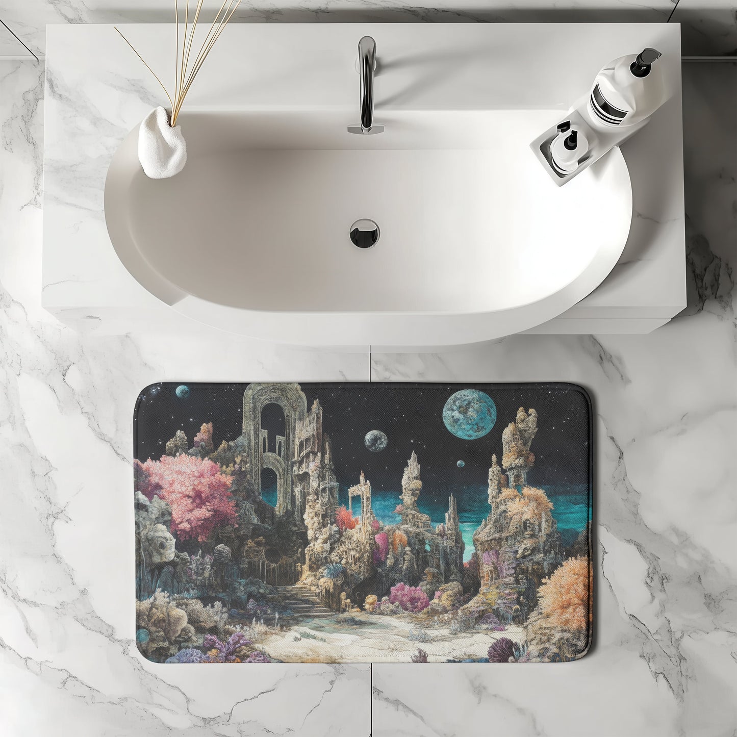 Coral Reef in Space  Bath Mat
