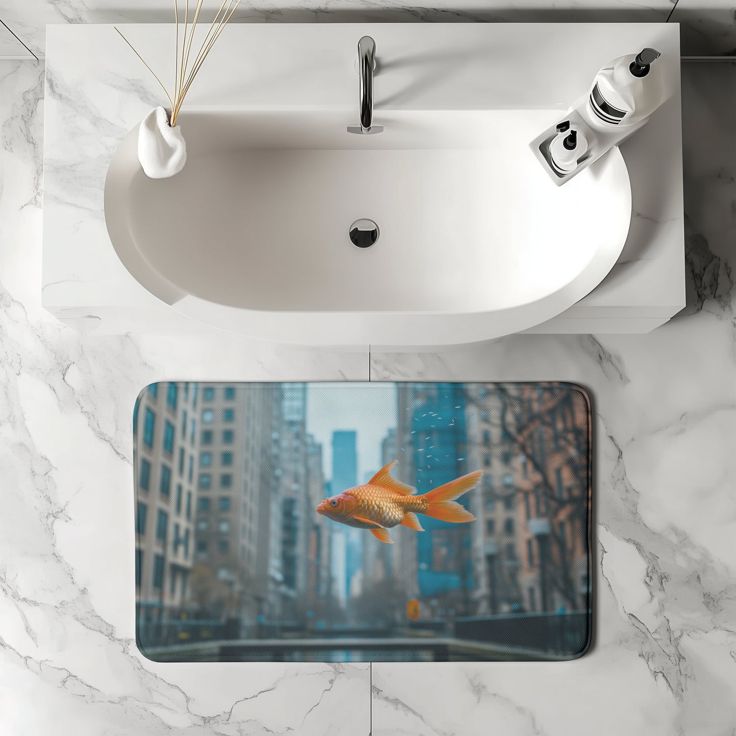 Fish in Air  Bath Mat