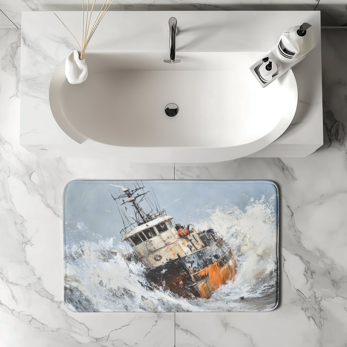 Fishing Boat  Bath Mat