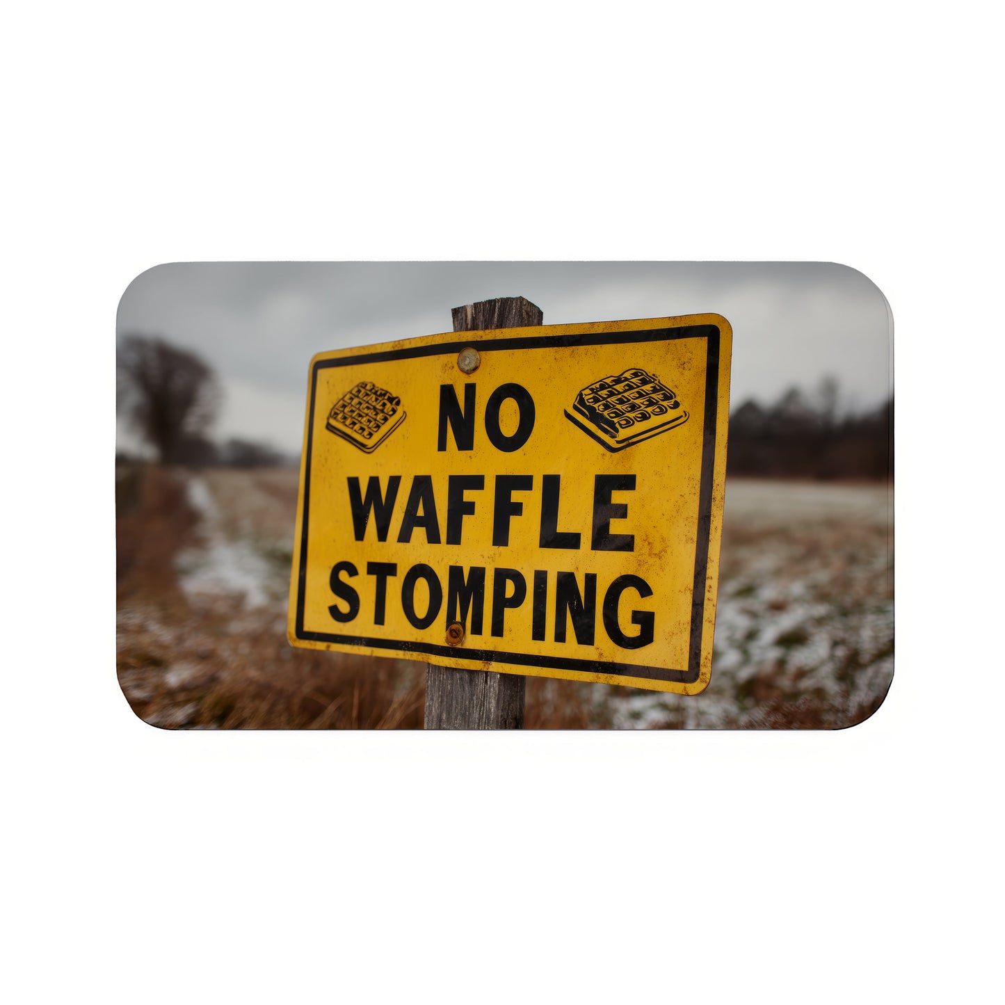 No Waffle Stomping Sign  Bath Mat
