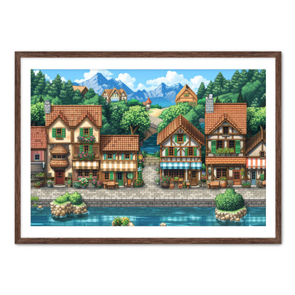 8 Bit Seaside Town  Wall Art