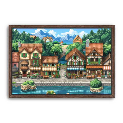 8 Bit Seaside Town  Wall Art