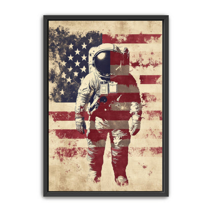 Astronaut With American Flag Overlay Wall Art