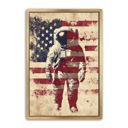 Astronaut With American Flag Overlay Wall Art