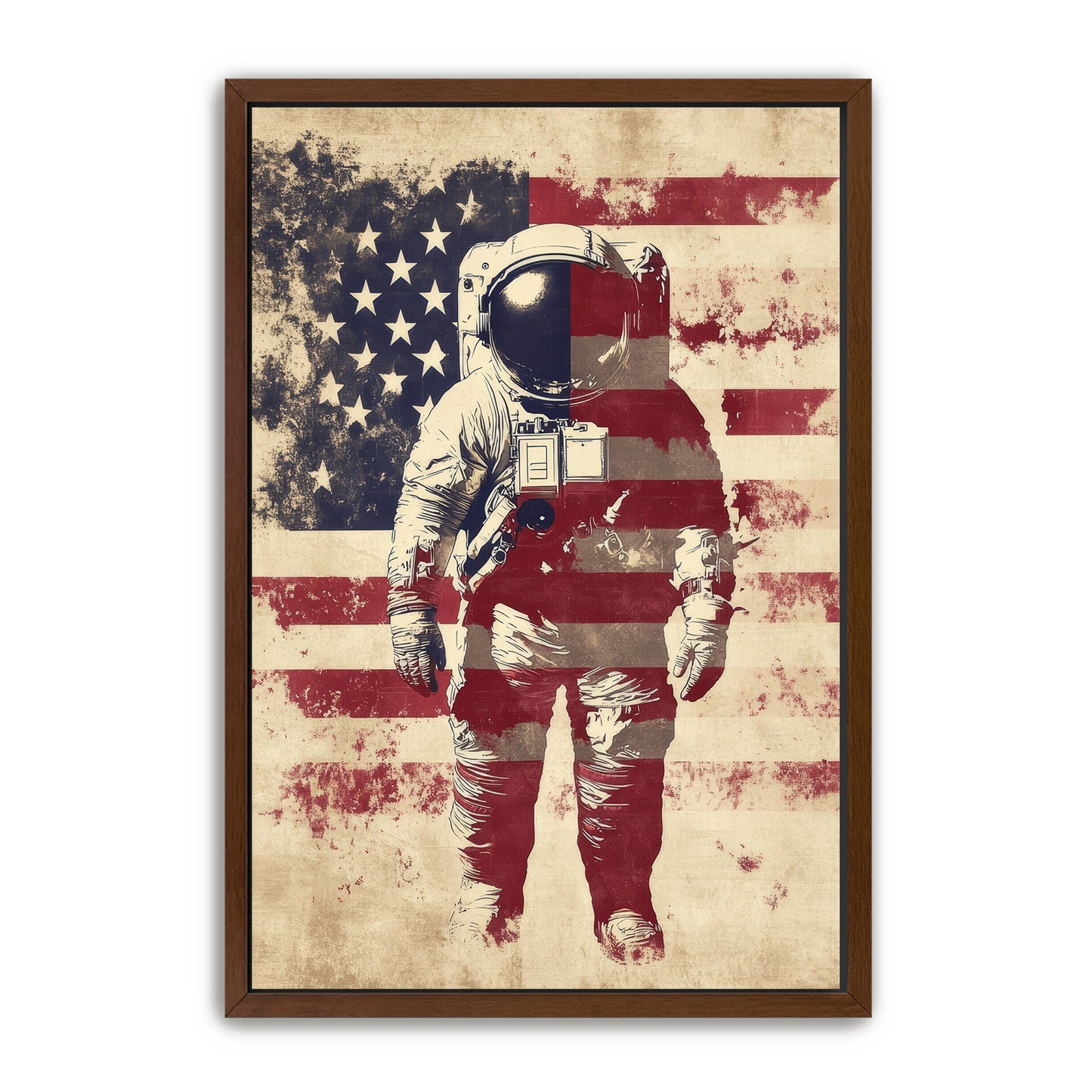 Astronaut With American Flag Overlay Wall Art