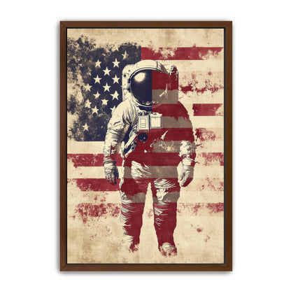 Astronaut With American Flag Overlay Wall Art