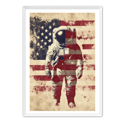 Astronaut With American Flag Overlay Wall Art