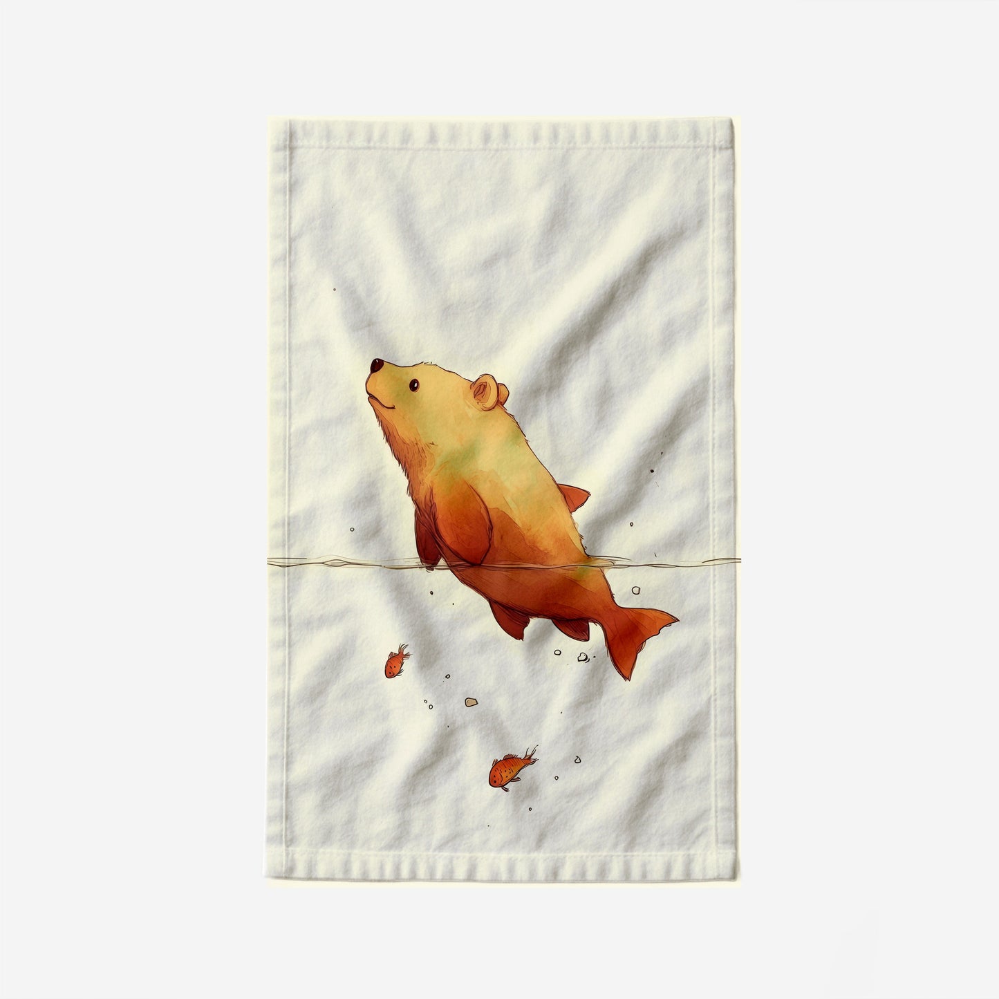 Bearfish Swimming Kitchen Towel