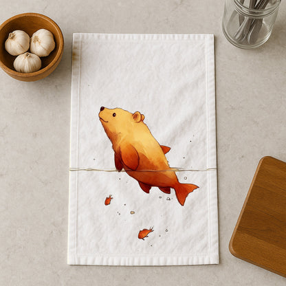 Bearfish Swimming Kitchen Towel
