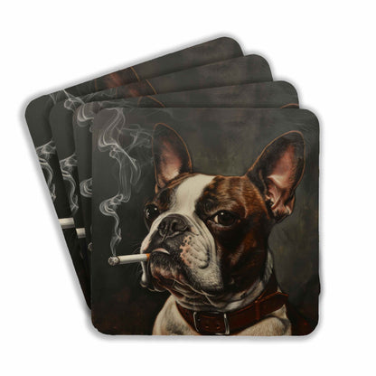 Bulldog With Cigarette Coasters