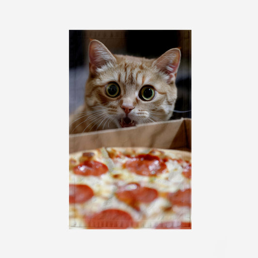 Cat Sees Pizza Kitchen Towel