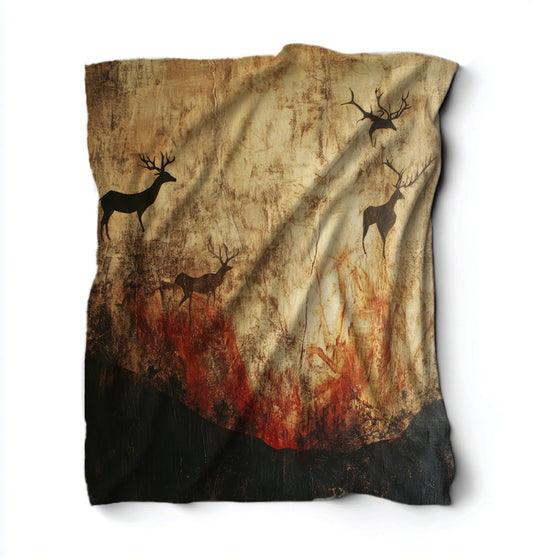 Cave Painting Of Deer Blanket