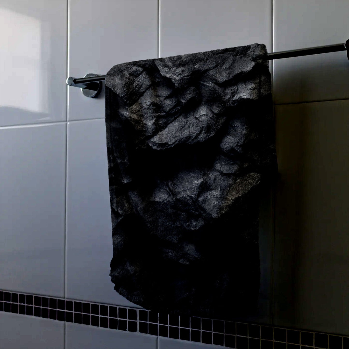 Charcoal Rock Texture Hand Towel