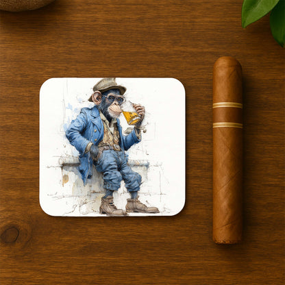 Chimpanzee With Beer Mug Coasters