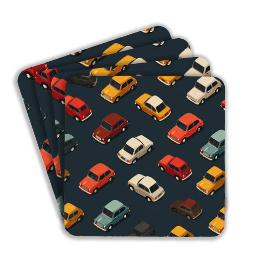 Colorful Vintage Cars Pattern Coasters