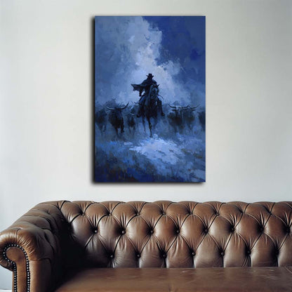 Cowboy Leading Bulls Wall Art