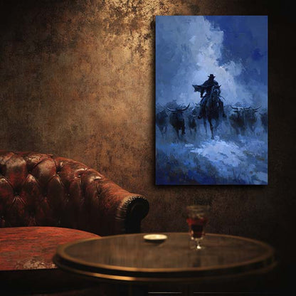 Cowboy Leading Bulls Wall Art