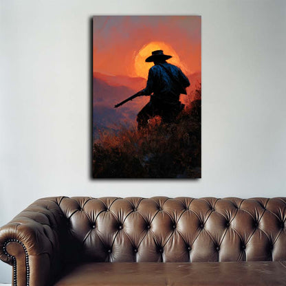 Cowboy Outlaw at Sunset Wall Art