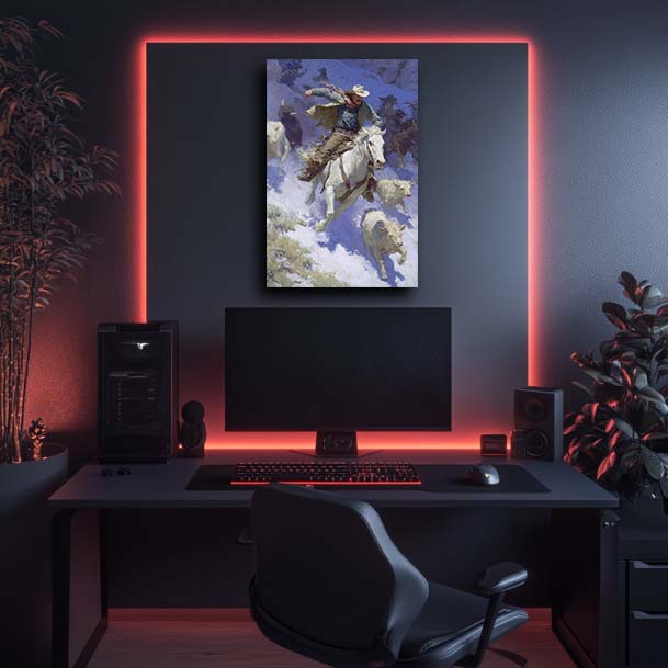 Cowboy Racing Avalanche Wall Art