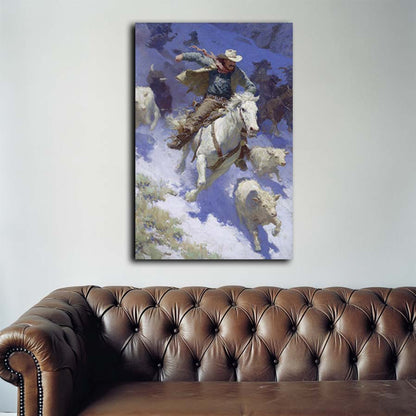 Cowboy Racing Avalanche Wall Art
