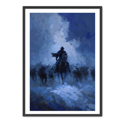 Cowboy Leading Bulls Wall Art
