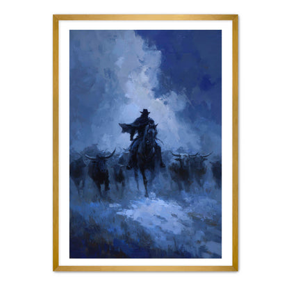 Cowboy Leading Bulls Wall Art