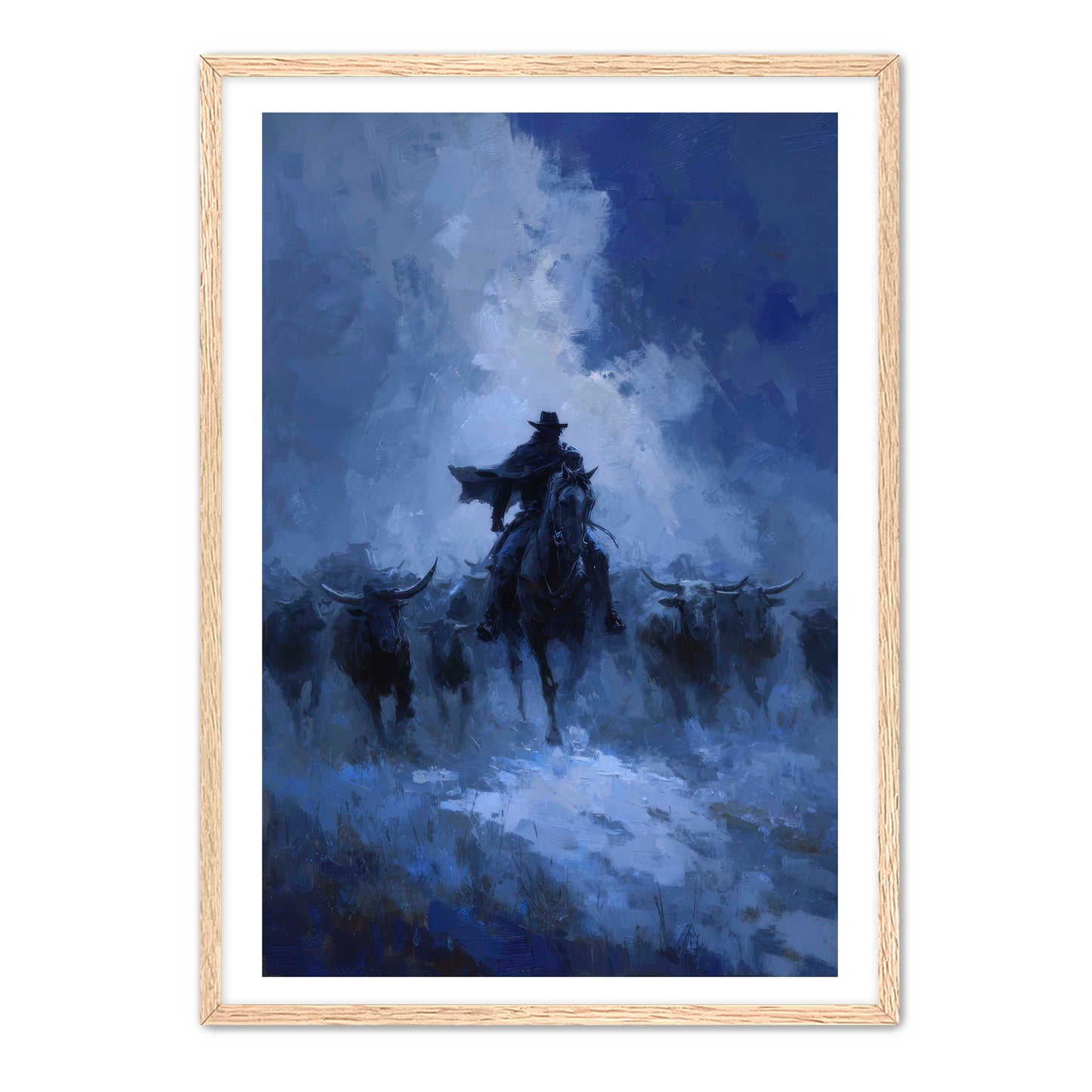 Cowboy Leading Bulls Wall Art