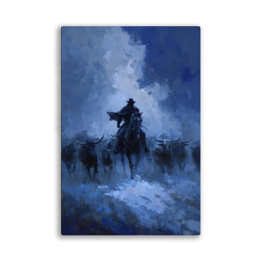 Cowboy Leading Bulls Wall Art