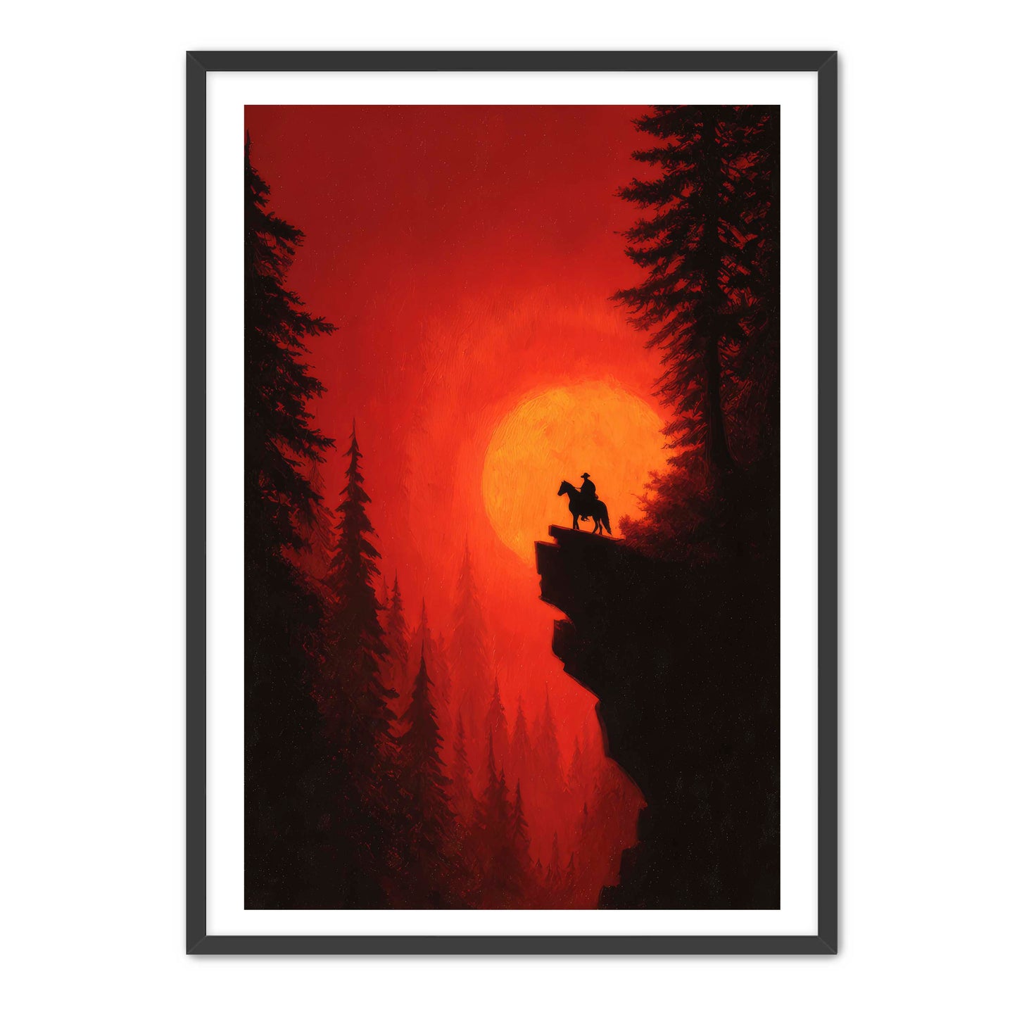 Cowboy and Horse at Sunset Wall Art