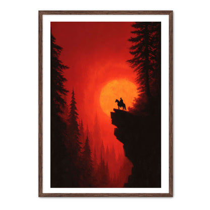Cowboy and Horse at Sunset Wall Art
