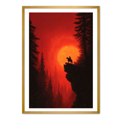 Cowboy and Horse at Sunset Wall Art