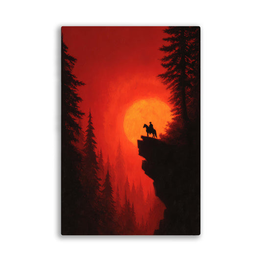 Cowboy and Horse at Sunset Wall Art