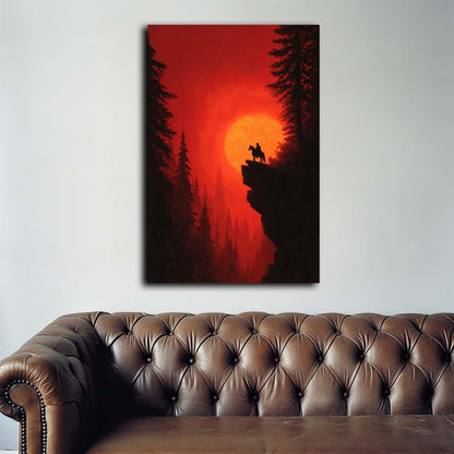 Cowboy and Horse at Sunset Wall Art