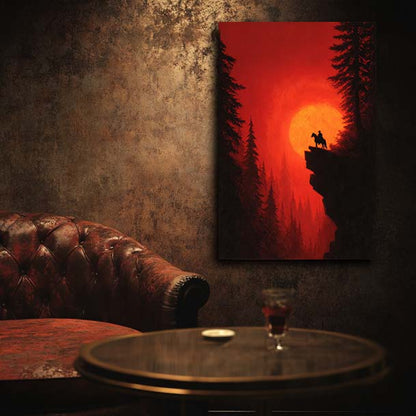 Cowboy and Horse at Sunset Wall Art