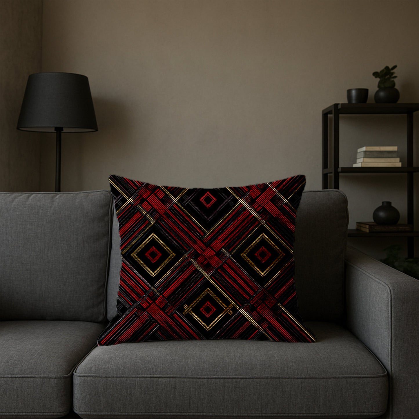 Crimson Diamond Lattice Pillow