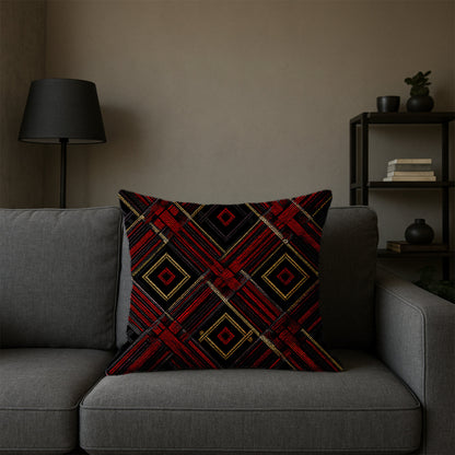 Crimson Diamond Lattice Pillow