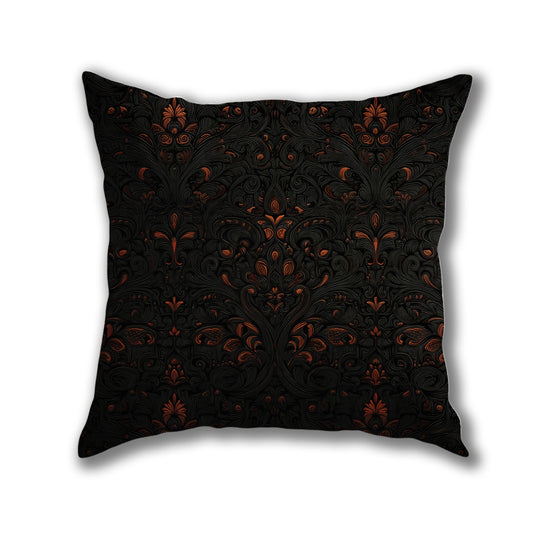 Dark Floral Ornate Pattern Pillow