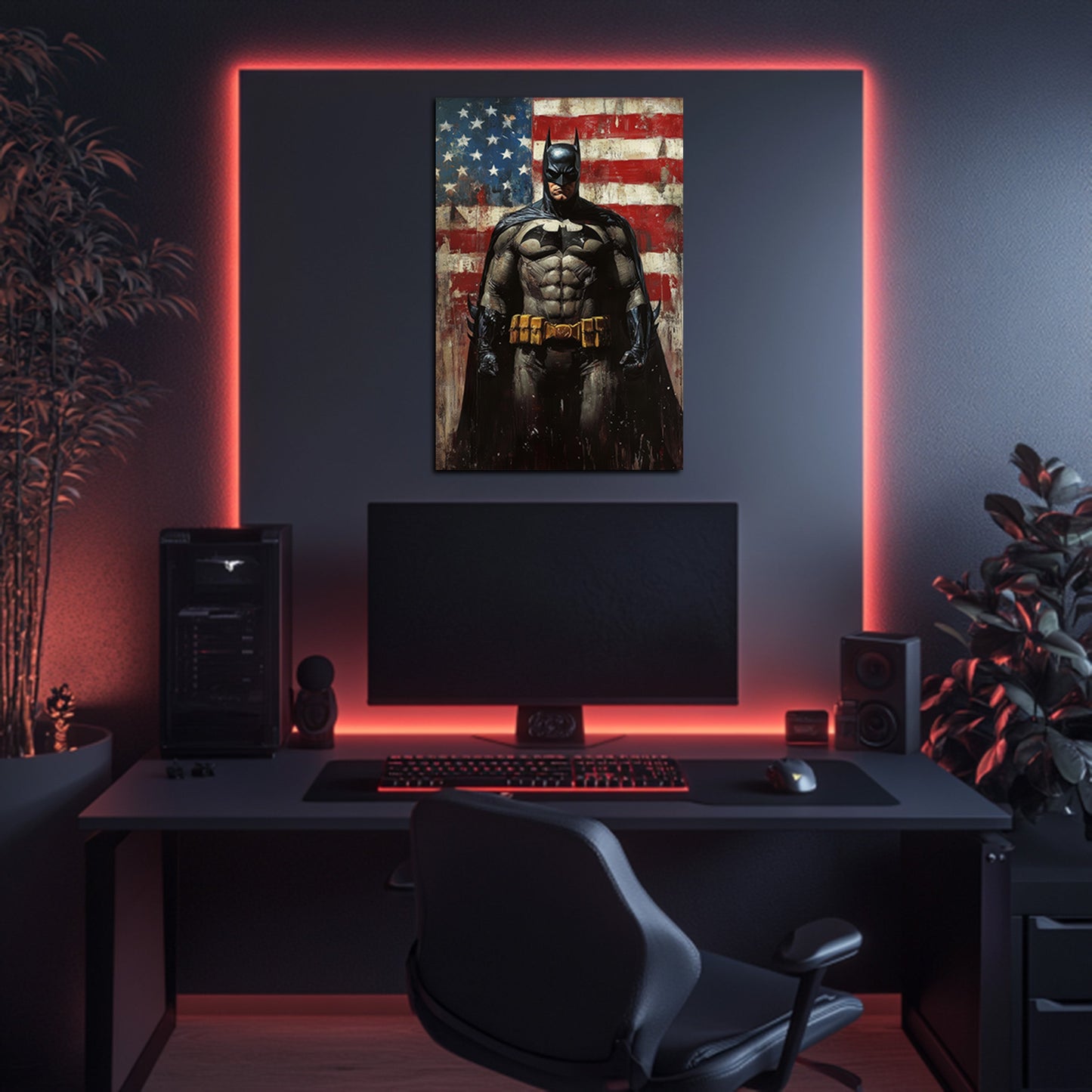 Dark Knight Before Flag Wall Art