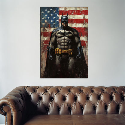 Dark Knight Before Flag Wall Art