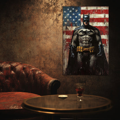Dark Knight Before Flag Wall Art