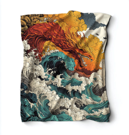 Dragon On Waves Blanket