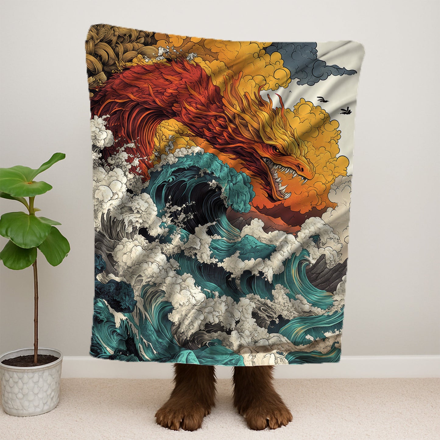 Dragon On Waves Blanket