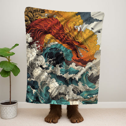 Dragon On Waves Blanket